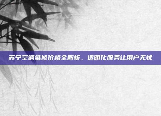 苏宁空调维修价格全解析，透明化服务让用户无忧