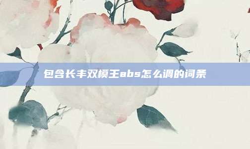 包含长丰双模王abs怎么调的词条
