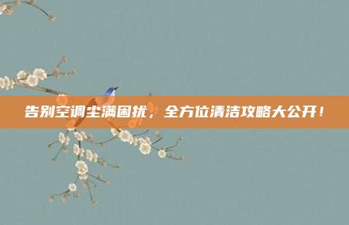 告别空调尘满困扰,全方位清洁攻略大公开!