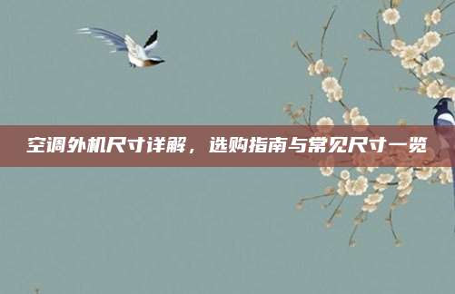 空调外机尺寸详解，选购指南与常见尺寸一览