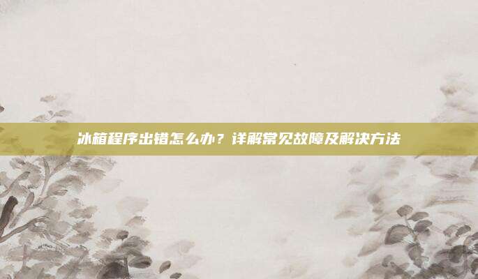 冰箱程序出错怎么办?详解常见故障及解决方法