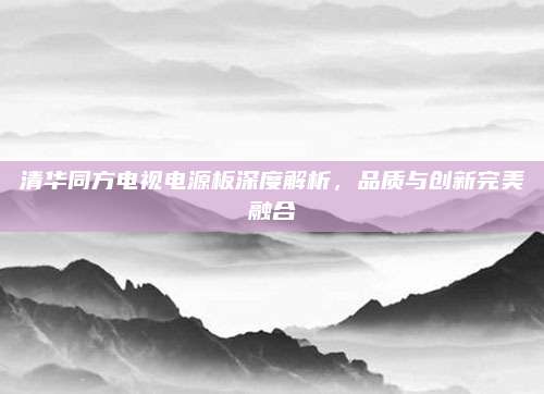 清华同方电视电源板深度解析，品质与创新完美融合