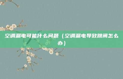 空调漏电可能什么问题（空调漏电导致跳闸怎么办）
