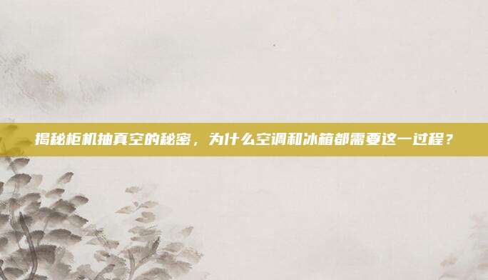 揭秘柜机抽真空的秘密,为什么空调和冰箱都需要这一过程?