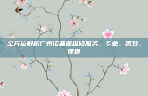 全方位解析广州诺基亚维修服务，专业、高效、便捷