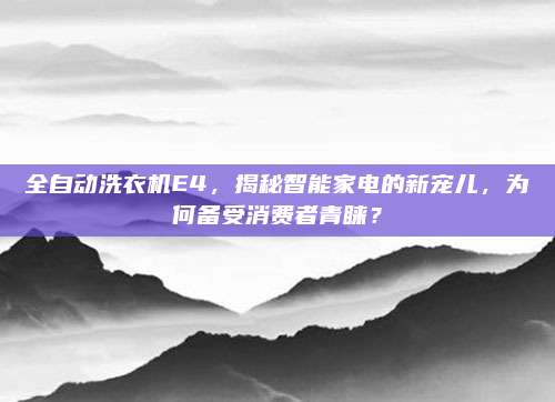 全自动洗衣机E4，揭秘智能家电的新宠儿，为何备受消费者青睐？