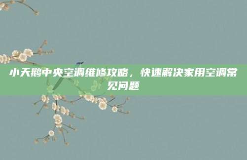 小天鹅中央空调维修攻略，快速解决家用空调常见问题