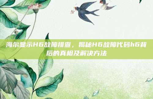 海尔显示H6故障排查，揭秘H6故障代码h6背后的真相及解决方法