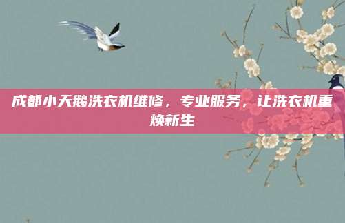 成都小天鹅洗衣机维修，专业服务，让洗衣机重焕新生
