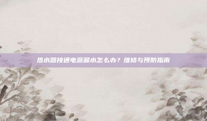 热水器接通电源漏水怎么办？维修与预防指南