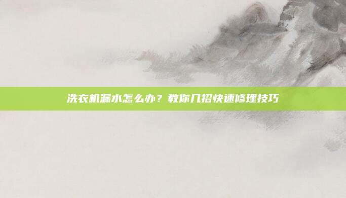 洗衣机漏水怎么办？教你几招快速修理技巧