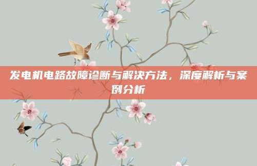 发电机电路故障诊断与解决方法，深度解析与案例分析