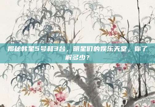 揭秘韩星5号和3台,明星们的娱乐天堂,你了解多少?