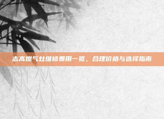 志高燃气灶维修费用一览,合理价格与选择指南