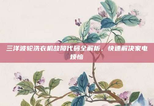 三洋波轮洗衣机故障代码全解析,快速解决家电烦恼
