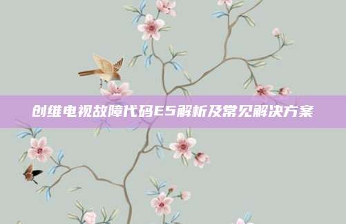 创维电视故障代码E5解析及常见解决方案