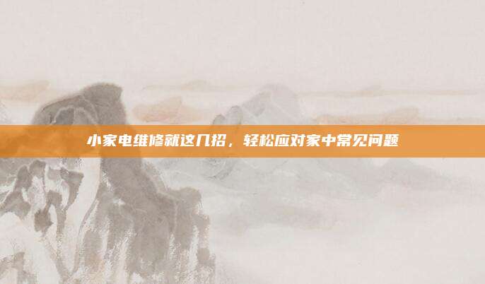 小家电维修就这几招,轻松应对家中常见问题