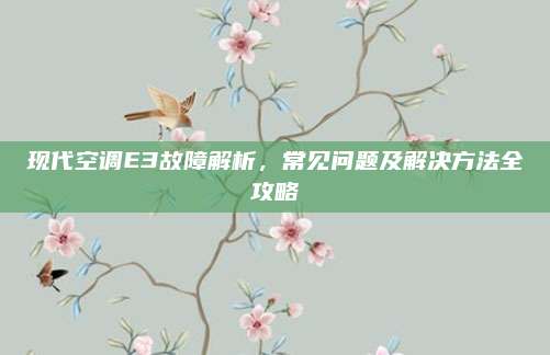 现代空调E3故障解析，常见问题及解决方法全攻略