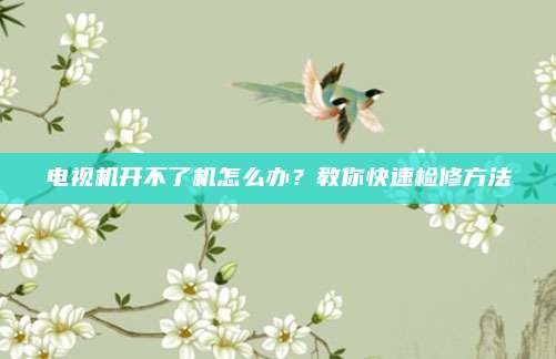电视机开不了机怎么办？教你快速检修方法