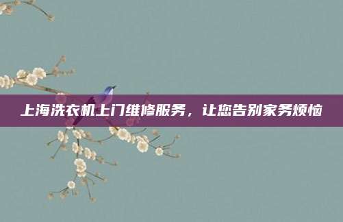 上海洗衣机上门维修服务，让您告别家务烦恼