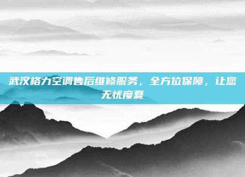 武汉格力空调售后维修服务，全方位保障，让您无忧度夏
