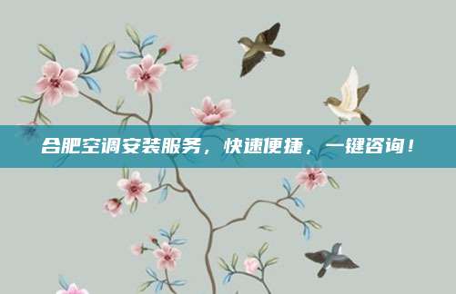 合肥空调安装服务，快速便捷，一键咨询！