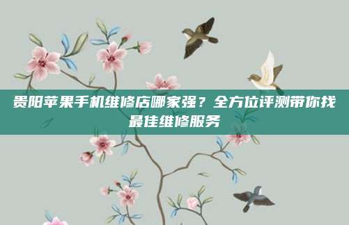 贵阳苹果手机维修店哪家强？全方位评测带你找最佳维修服务