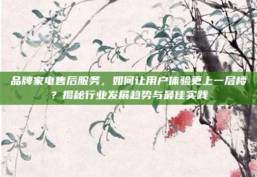 品牌家电售后服务，如何让用户体验更上一层楼？揭秘行业发展趋势与最佳实践