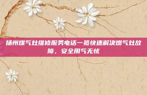 扬州煤气灶维修服务电话一览快速解决燃气灶故障,安全用气无忧