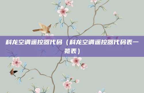 科龙空调遥控器代码（科龙空调遥控器代码表一览表）