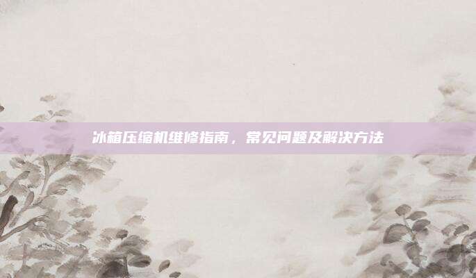 冰箱压缩机维修指南，常见问题及解决方法