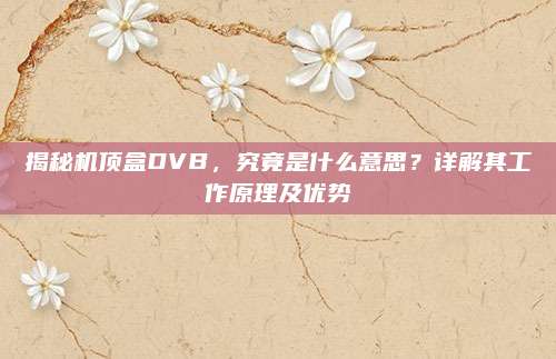 揭秘机顶盒DVB，究竟是什么意思？详解其工作原理及优势