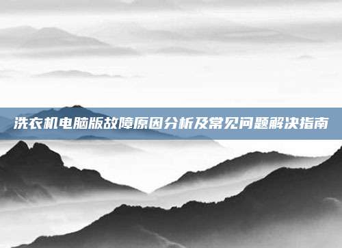 洗衣机电脑版故障原因分析及常见问题解决指南