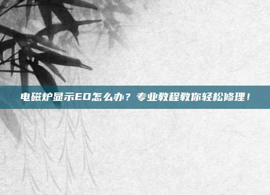 电磁炉显示EO怎么办？专业教程教你轻松修理！