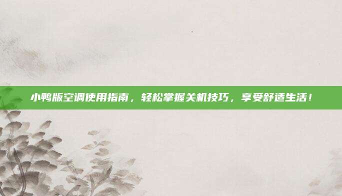 小鸭版空调使用指南，轻松掌握关机技巧，享受舒适生活！