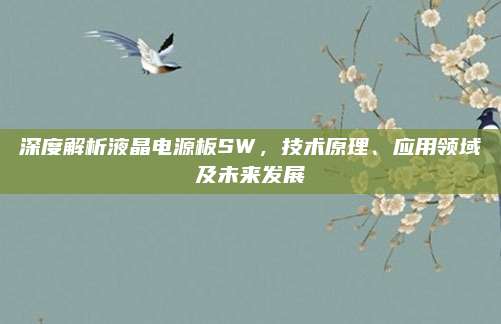 深度解析液晶电源板SW，技术原理、应用领域及未来发展