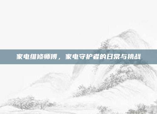 家电维修师傅，家电守护者的日常与挑战