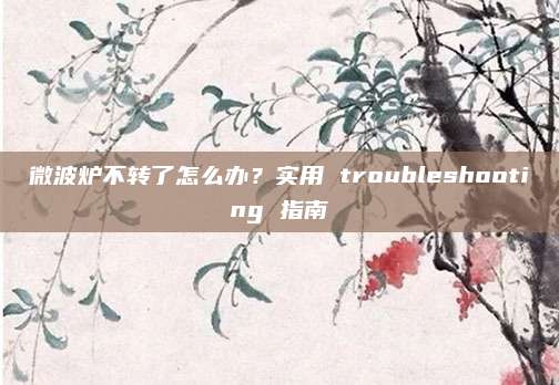微波炉不转了怎么办？实用 troubleshooting 指南