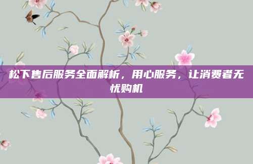 松下售后服务全面解析，用心服务，让消费者无忧购机