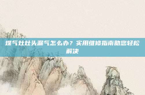 煤气灶灶头漏气怎么办?实用维修指南助您轻松解决