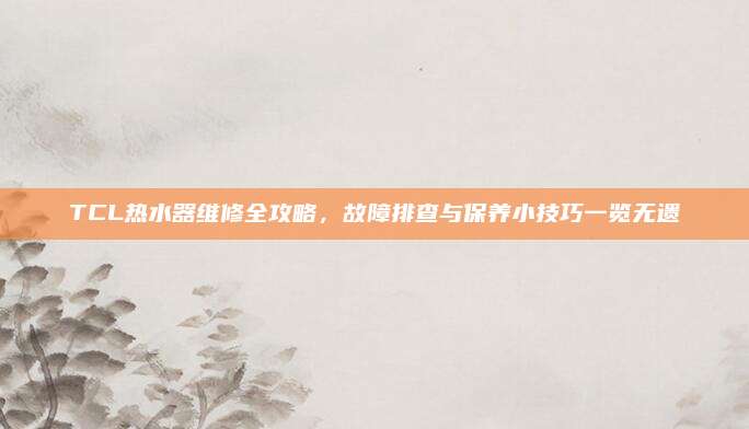TCL热水器维修全攻略,故障排查与保养小技巧一览无遗