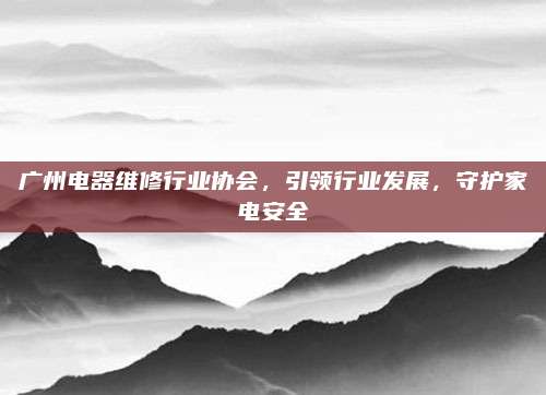 广州电器维修行业协会，引领行业发展，守护家电安全
