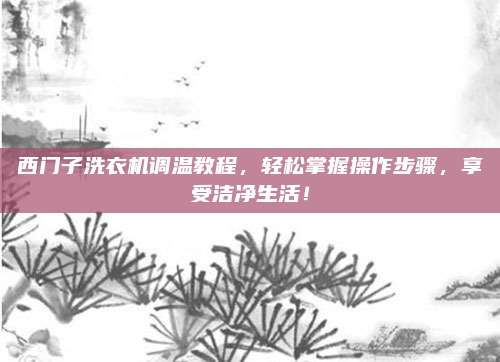 西门子洗衣机调温教程，轻松掌握操作步骤，享受洁净生活！