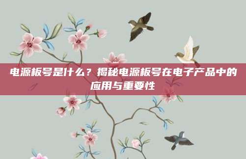 电源板号是什么?揭秘电源板号在电子产品中的应用与重要性