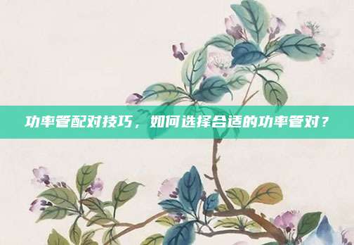 功率管配对技巧,如何选择合适的功率管对?