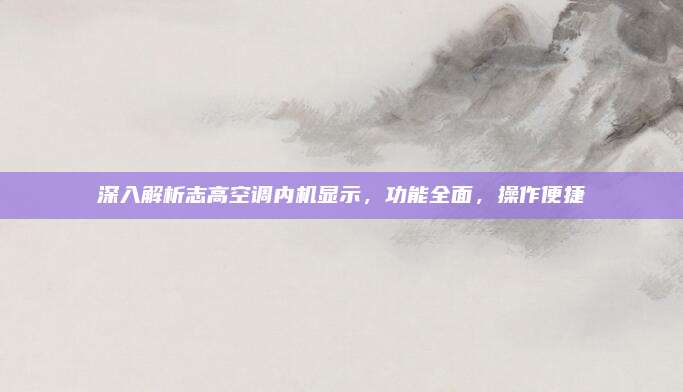 深入解析志高空调内机显示，功能全面，操作便捷