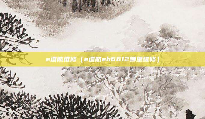 e道航维修(e道航eh6612哪里维修)