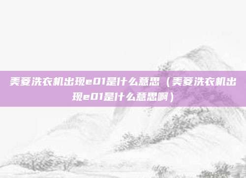 美菱洗衣机出现e01是什么意思（美菱洗衣机出现e01是什么意思啊）