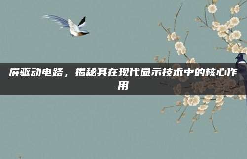 屏驱动电路,揭秘其在现代显示技术中的核心作用