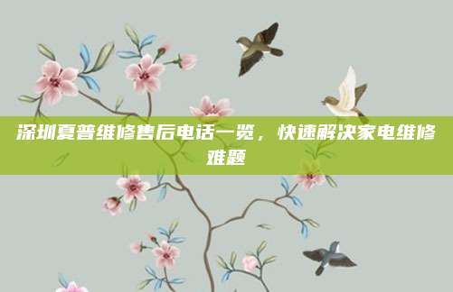 深圳夏普维修售后电话一览,快速解决家电维修难题